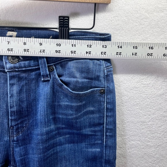 7 For All Mankind Straight Leg Cropped Jeans Womens 24 Stretch Cute Frayed 1990 - Picture 5 of 10